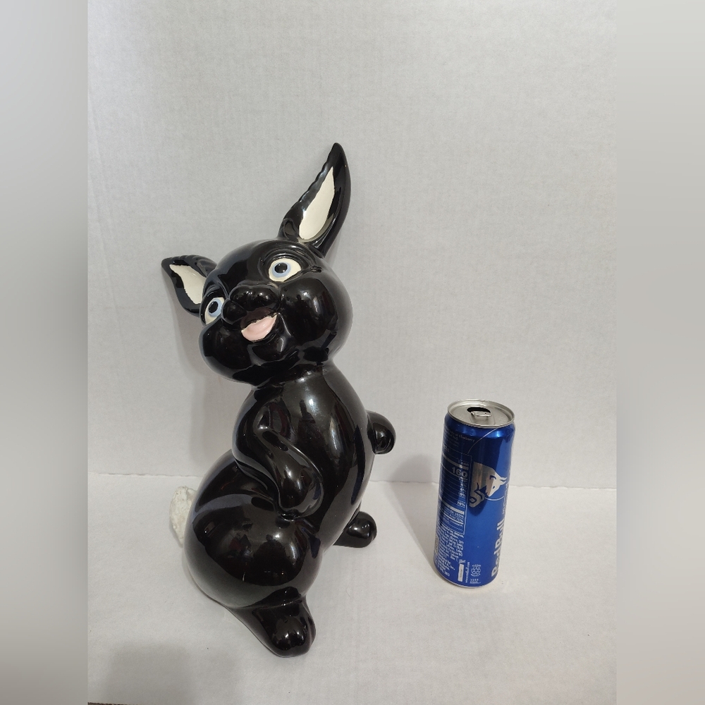 Vintage Redware Pottery‎ Anthropomorphic Black Rabbit Statue  15" Tall Easter - Picture 5 of 11